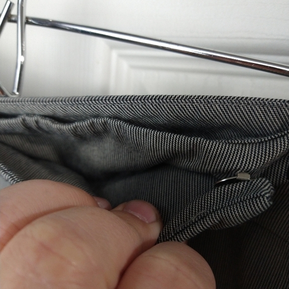 NEW York and company stretch black white pinstripes flat front pants. Size 14P - Picture 4 of 11